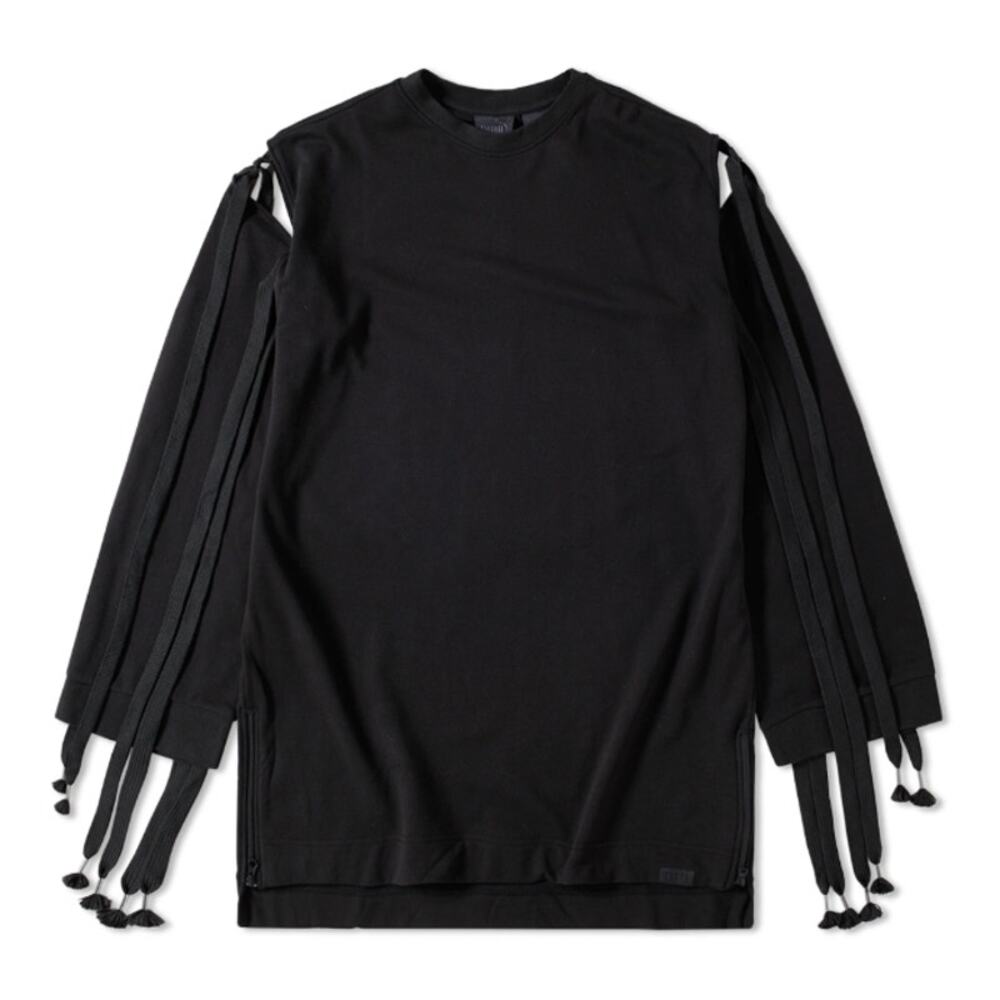 PUMA X FENTY Women's Staggered Hem Sweatshirt by Rihanna XXS Black Crewneck NEW
